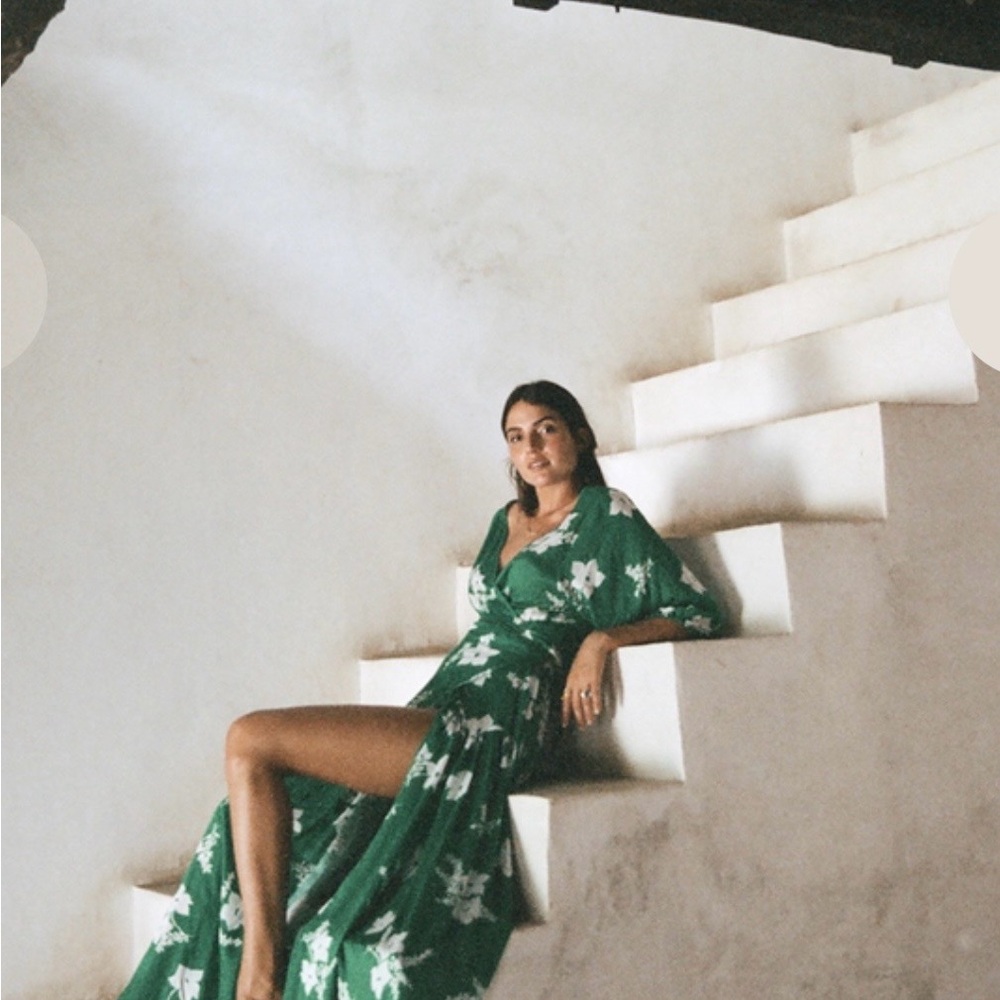 Gillia Green Floral Midi Dress